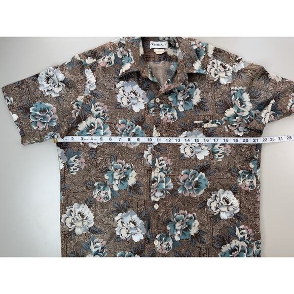 VTG 70s Tori Richard Hawaiian Shirt Mens L Flare Collar Japanese Flower Aloha - Picture 2 of 9